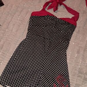 Hot Topic Black and White Polka Dot Romper